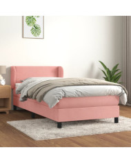 Sommier à lattes de lit avec matelas Rose 90x190 cm Velours | Mobilier & Déco