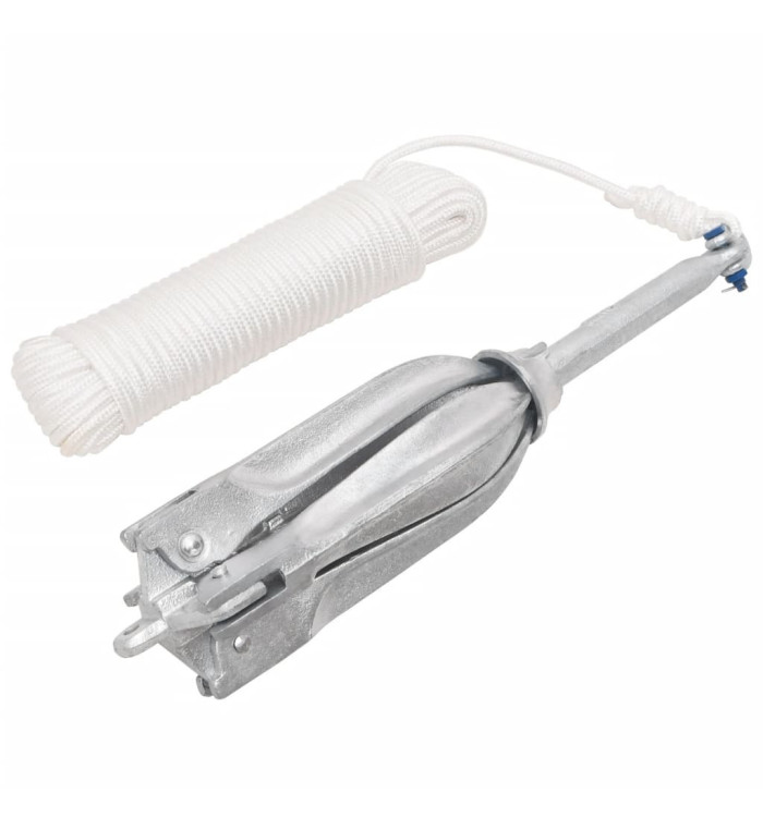 Ancre pliable avec corde argenté 10 kg fonte galvanisée à chaud | Mobilier & Déco