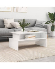 Table basse blanc brillant 90x55x42,5 cm bois d'ingénierie | Mobilier & Déco
