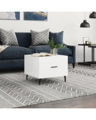 Table basse blanc brillant 50x50x40 cm bois d'ingénierie | Mobilier & Déco