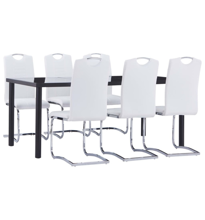 Ensemble de salle à manger 7 pcs Similicuir Blanc | Mobilier & Déco
