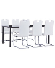 Ensemble de salle à manger 7 pcs Similicuir Blanc | Mobilier & Déco