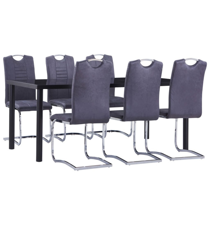 Ensemble de salle à manger 7 pcs Similicuir daim Gris | Mobilier & Déco