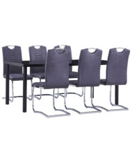 Ensemble de salle à manger 7 pcs Similicuir daim Gris | Mobilier & Déco
