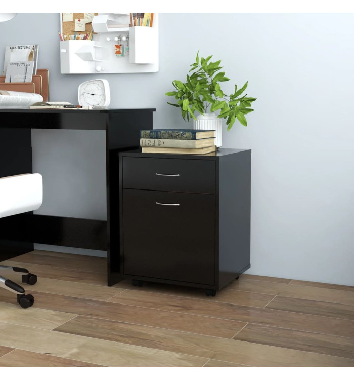 Armoire à roulettes Noir 45x38x54 cm Bois d’ingénierie | Mobilier & Déco