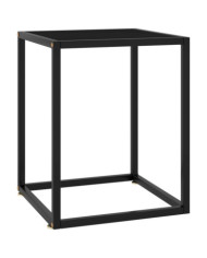 Table basse Noir avec verre noir 40x40x50 cm | Mobilier & Déco