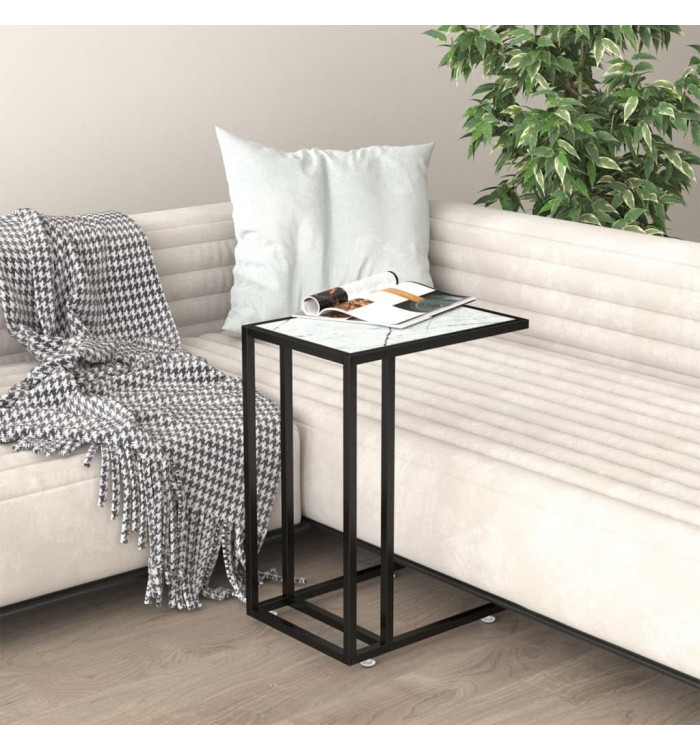 Table d'appoint ordinateur Marbre blanc 50x35x65cm Verre trempé | Mobilier & Déco