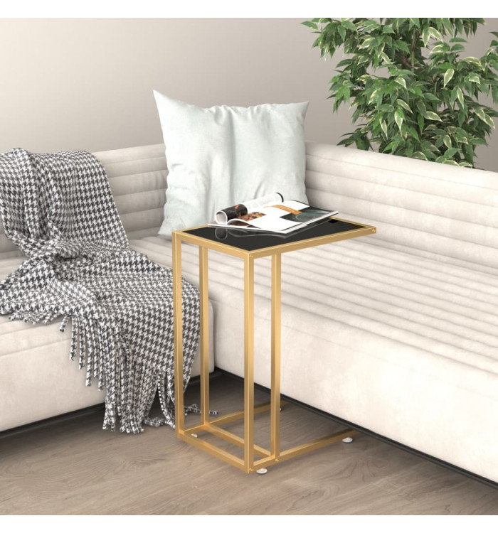 Table d'appoint pour ordinateur Noir 50x35x65 cm Verre trempé | Mobilier & Déco