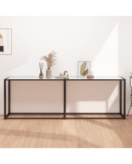 Table console Marbre blanc 220x35x75,5 cm Verre trempé | Mobilier & Déco