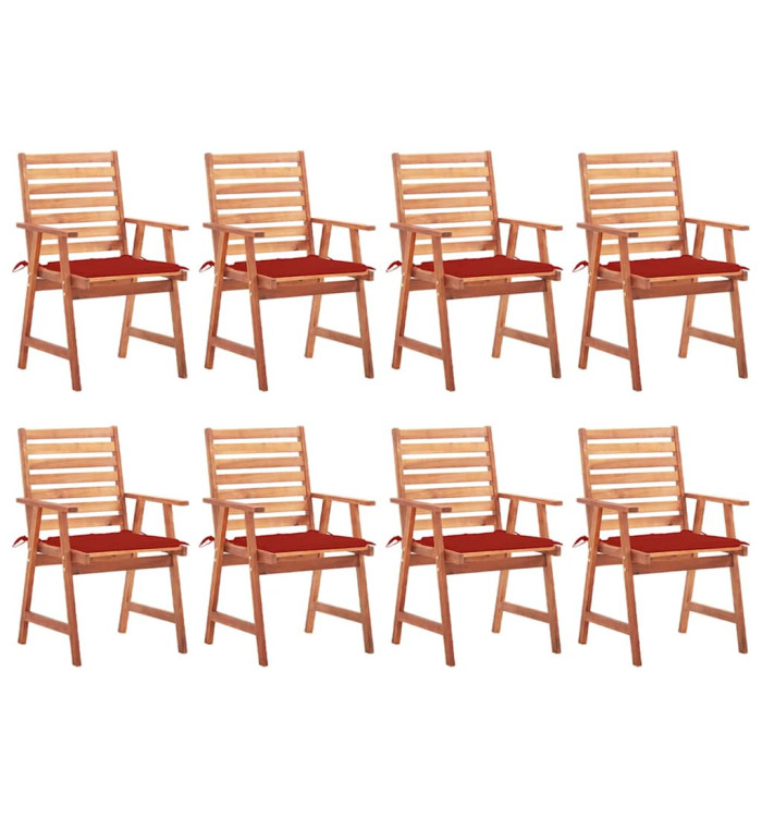 Chaises à manger d'extérieur lot de 8 et coussins Acacia massif | Mobilier & Déco