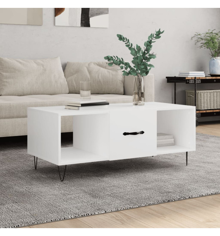 Table basse blanc 102x50x40 cm bois d'ingénierie | Mobilier & Déco