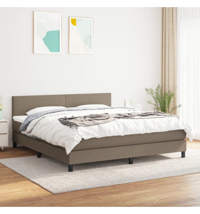 Sommier à lattes de lit avec matelas Taupe 180x200 cm Tissu | Mobilier & Déco