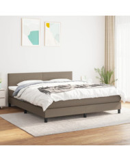 Sommier à lattes de lit avec matelas Taupe 180x200 cm Tissu | Mobilier & Déco