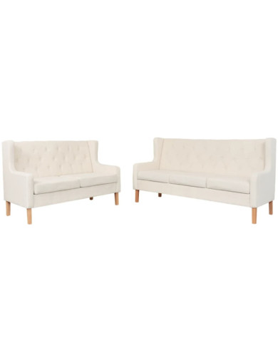 Ensemble de canapés 2 pcs tissu blanc crème | Mobilier & Déco