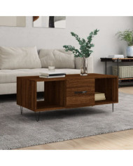 Table basse chêne marron 102x50x40 cm bois d'ingénierie | Mobilier & Déco