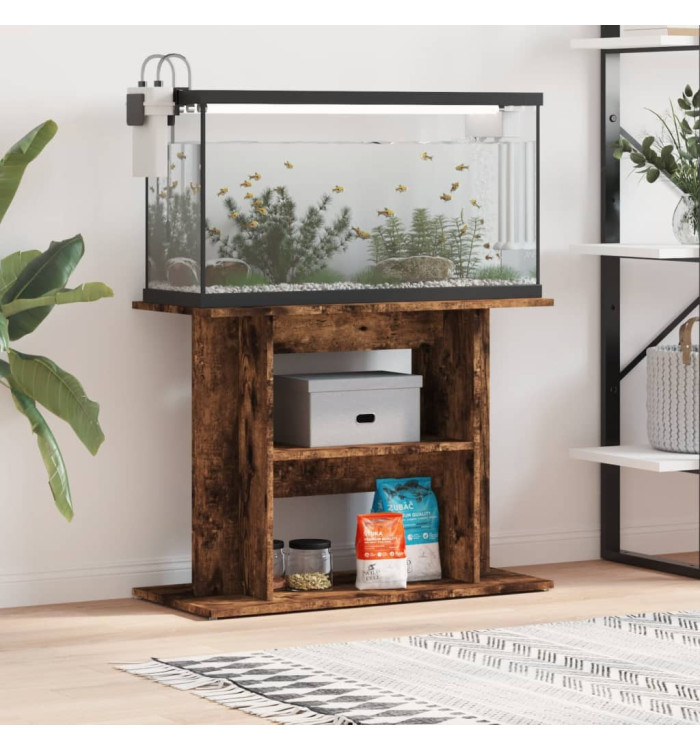 Support pour aquarium chêne fumé 80x35x60 cm bois d'ingénierie | Mobilier & Déco