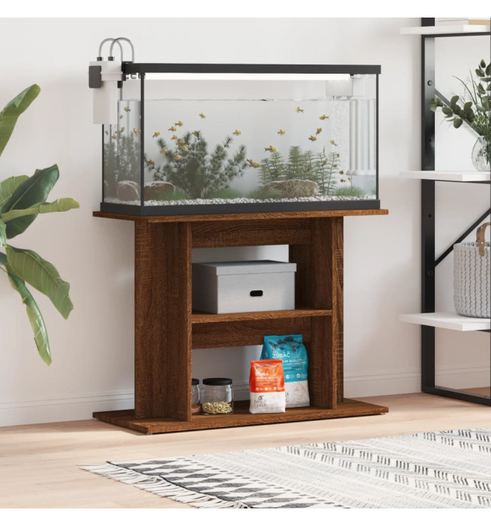 Support pour aquarium chêne marron 80x35x60cm bois d'ingénierie | Mobilier & Déco