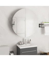 Armoire de salle de bain miroir rond et LED Blanc 54x54x17,5 cm | Mobilier & Déco