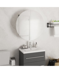 Armoire de salle de bain miroir rond et LED Gris 47x47x17,5 cm | Mobilier & Déco