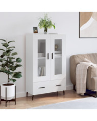 Buffet haut blanc brillant 69,5x31x115 cm bois d'ingénierie | Mobilier & Déco