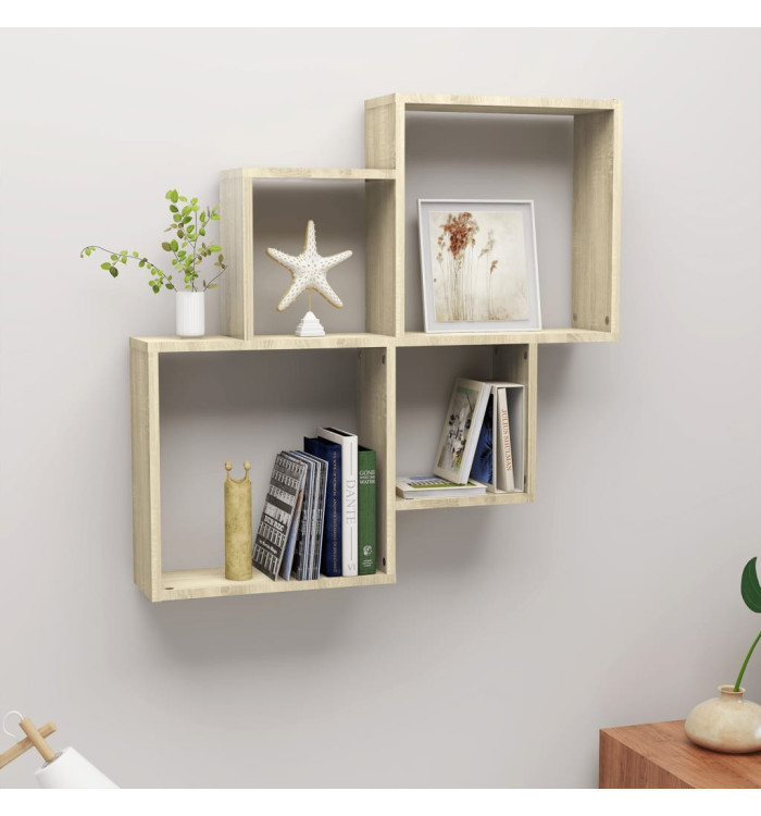 Étagère murale cube Chêne sonoma 80x15x78,5cm Bois d’ingénierie | Mobilier & Déco