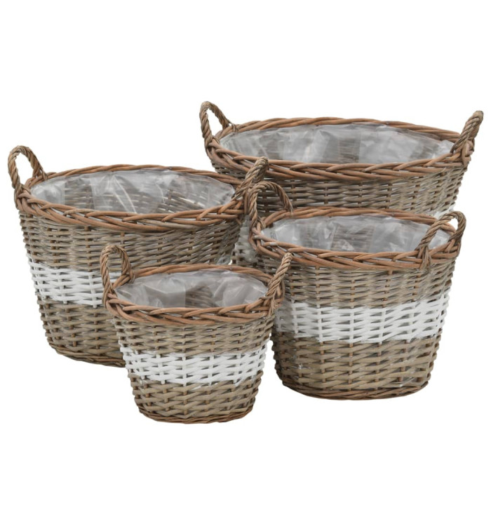 Lits surélevés 4 pcs Osier avec doublure en PE | Mobilier & Déco