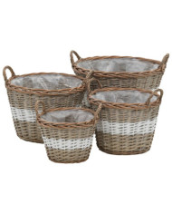 Lits surélevés 4 pcs Osier avec doublure en PE | Mobilier & Déco