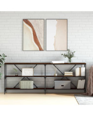 Table console chêne marron 200x30x75 bois d'ingénierie et fer | Mobilier & Déco