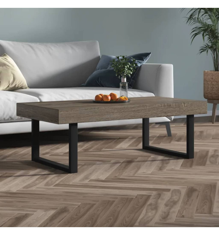Table basse Gris et noir 120x60x40 cm MDF et fer | Mobilier & Déco
