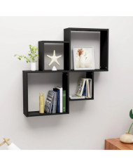 Étagère murale cube Noir 80x15x78,5 cm Bois d’ingénierie | Mobilier & Déco