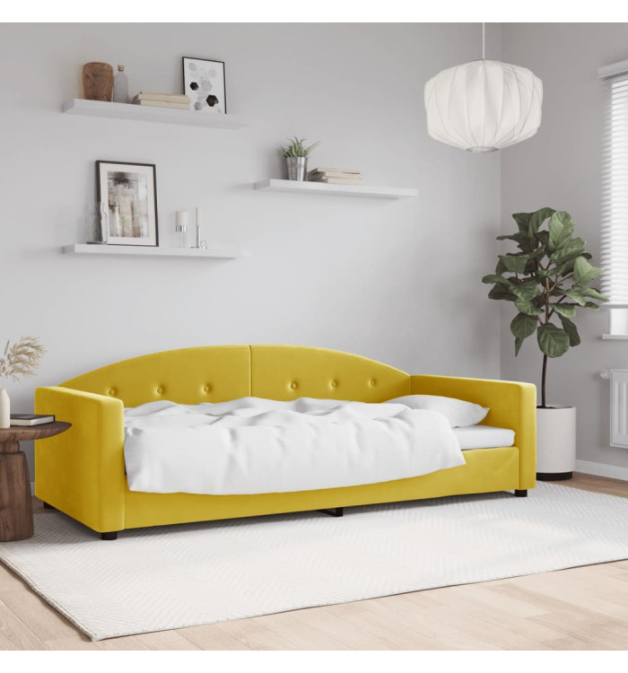 Lit de repos sans matelas jaune 90x200 cm velours | Mobilier & Déco
