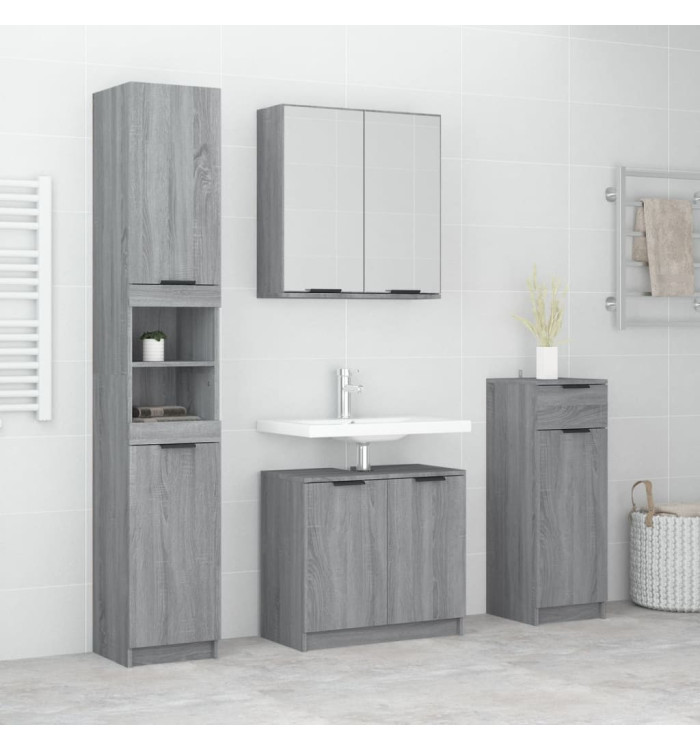 Ensemble d'armoires de salle de bain 4 pcs sonoma gris | Mobilier & Déco