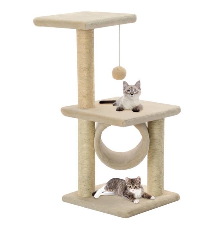 Arbre à chat avec griffoirs en sisal 65 cm Beige | Mobilier & Déco