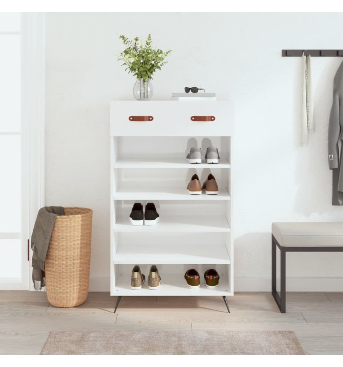 Armoire à chaussure Blanc brillant 60x35x105 cm Bois ingénierie | Mobilier & Déco