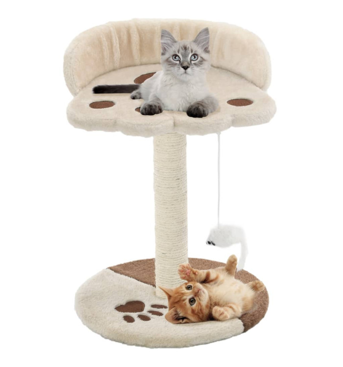Arbre à chat avec griffoir en sisal 40 cm Beige et Marron | Mobilier & Déco