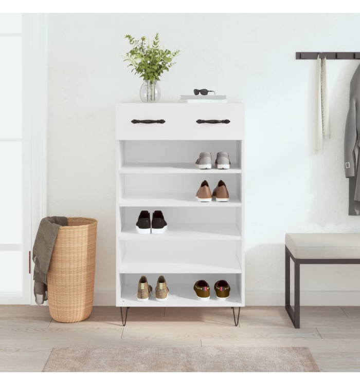 Armoire à chaussures blanc 60x35x105 cm bois d'ingénierie | Mobilier & Déco