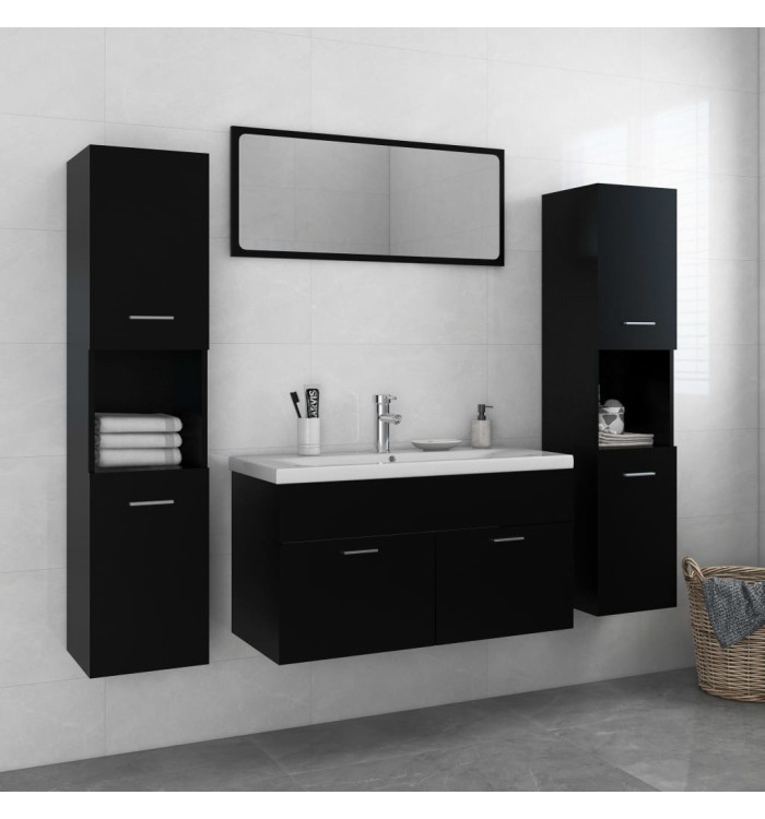 Ensemble de meubles de salle de bain Noir Aggloméré | Mobilier & Déco