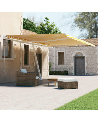 Auvent automatique sur pied 600x300 cm Jaune/Blanc | Mobilier & Déco