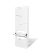 Meuble à chaussures en bois avec 5 compartiments Blanc | Mobilier & Déco