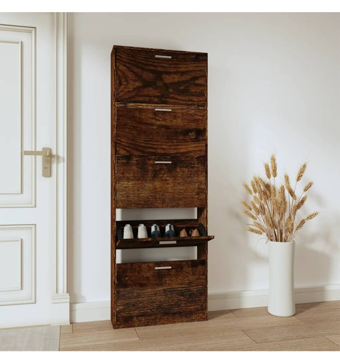 Armoire à chaussures Chêne fumé 59x17x169 cm Bois d'ingénierie | Mobilier & Déco