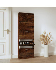 Armoire à chaussures Chêne fumé 59x17x169 cm Bois d'ingénierie | Mobilier & Déco