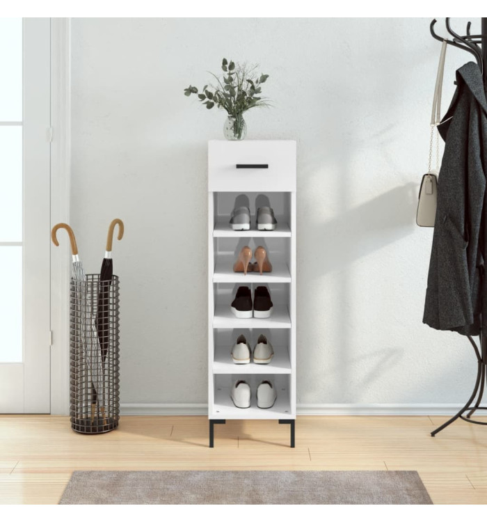 Armoire à chaussure Blanc brillant 30x35x105 cm Bois ingénierie | Mobilier & Déco