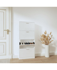Armoire à chaussure Blanc brillant 59x17x150 cm Bois ingénierie | Mobilier & Déco