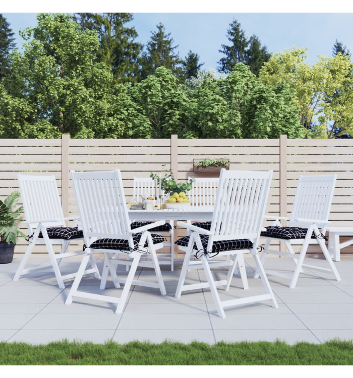 Coussins de chaise lot de 6 carreaux noir 40x40x7 cm tissu | Mobilier & Déco