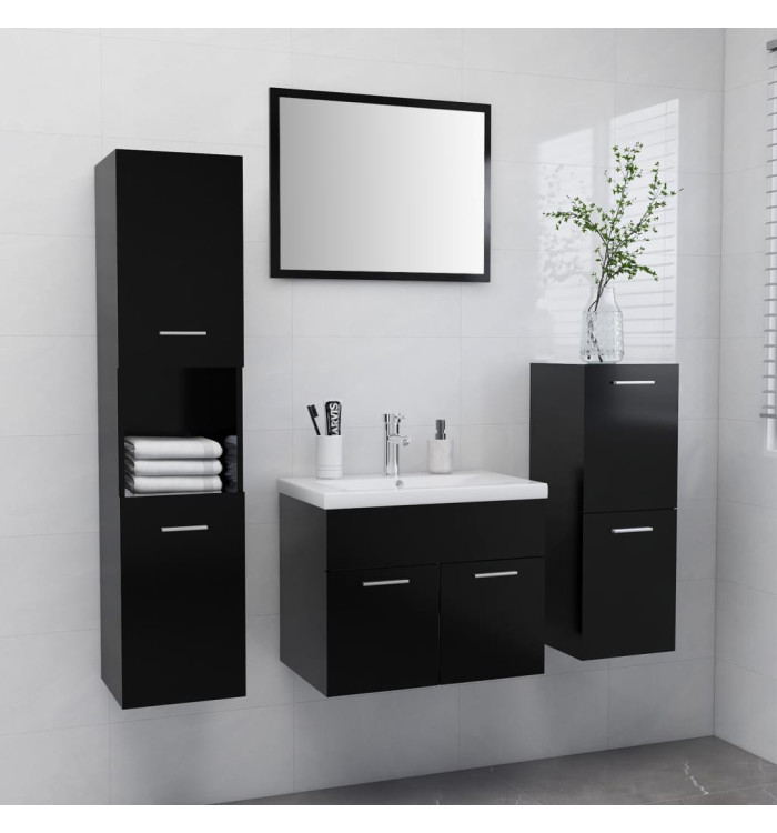 Ensemble de meubles de salle de bain Noir Aggloméré | Mobilier & Déco