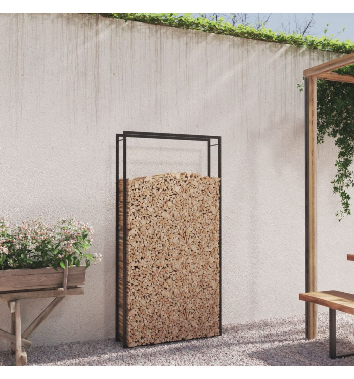 Portant de bois de chauffage Noir mat 110x28x214 cm Acier | Mobilier & Déco