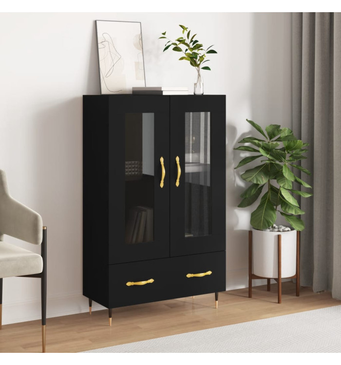 Buffet haut noir 69,5x31x115 cm bois d'ingénierie | Mobilier & Déco