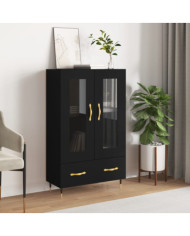 Buffet haut noir 69,5x31x115 cm bois d'ingénierie | Mobilier & Déco