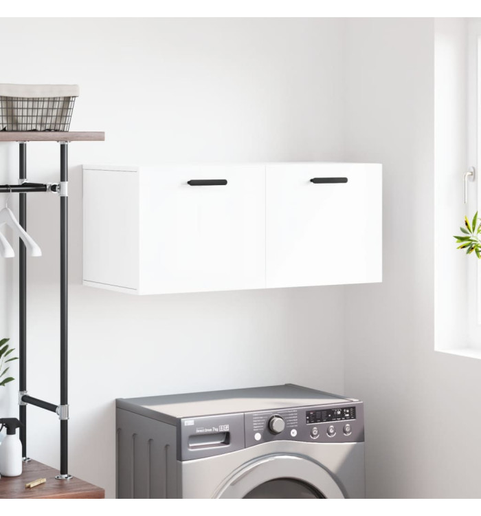 Armoire murale blanc brillant 80x36,5x35 cm bois d'ingénierie | Mobilier & Déco