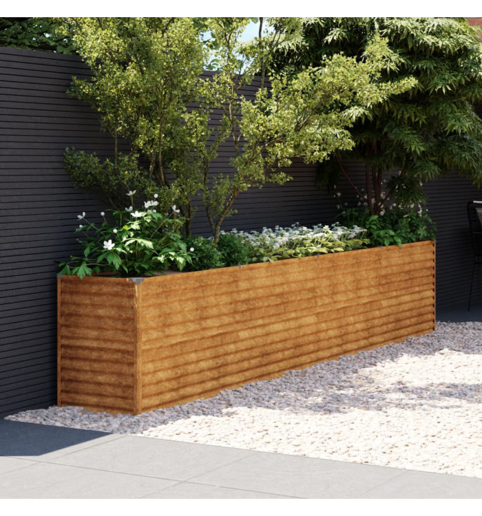 Lit surélevé de jardin 385x50x69 cm acier corten | Mobilier & Déco
